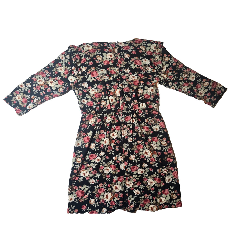 Fraiche by J XL Floral Faux Wrap Dress Black Pink Roses NWT - Picture 3 of 8